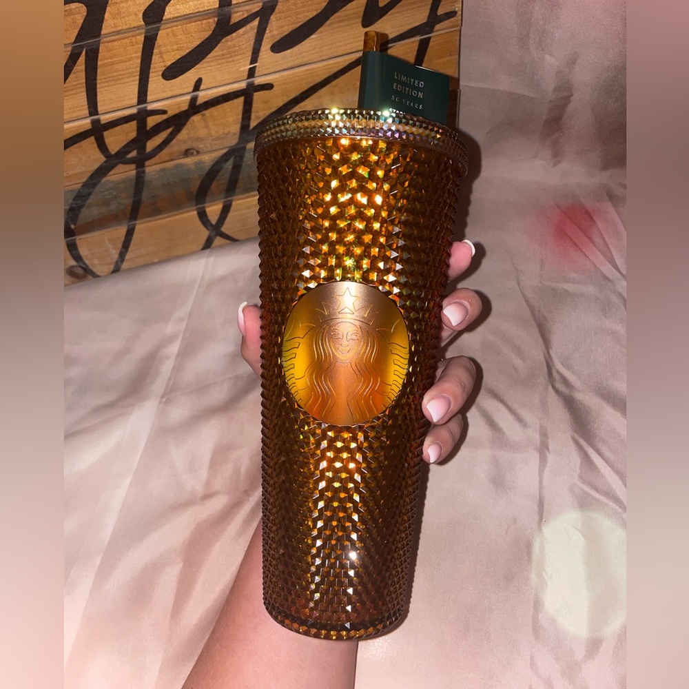 NEW Starbucks 50th Anniversary Gold Studded Honeycomb Tumbler